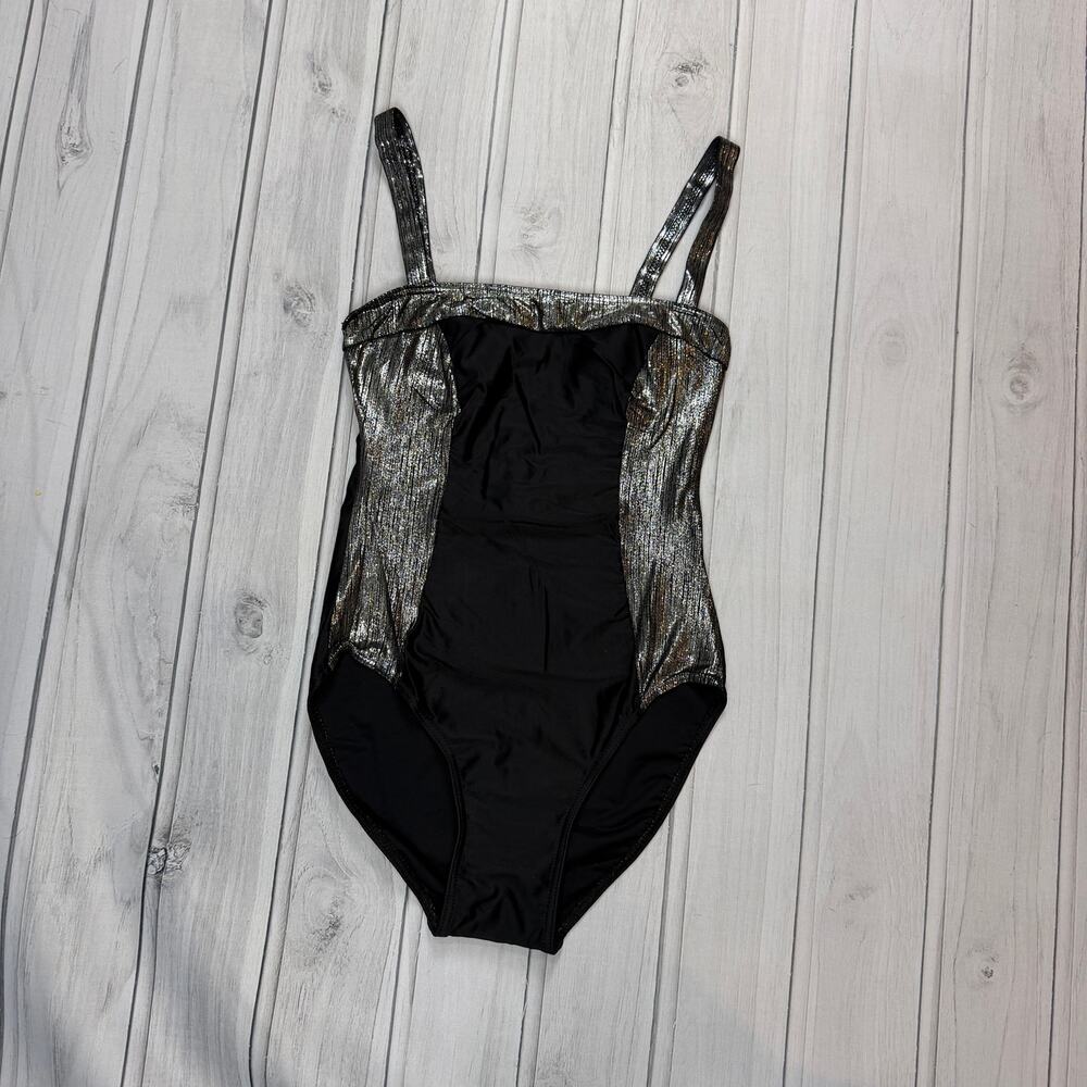 Shimmer One Piece Swimsuit EU 38 XS Black Silver Metallic Retro
